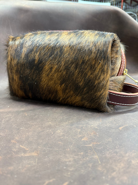 Brindle hair on hide bag