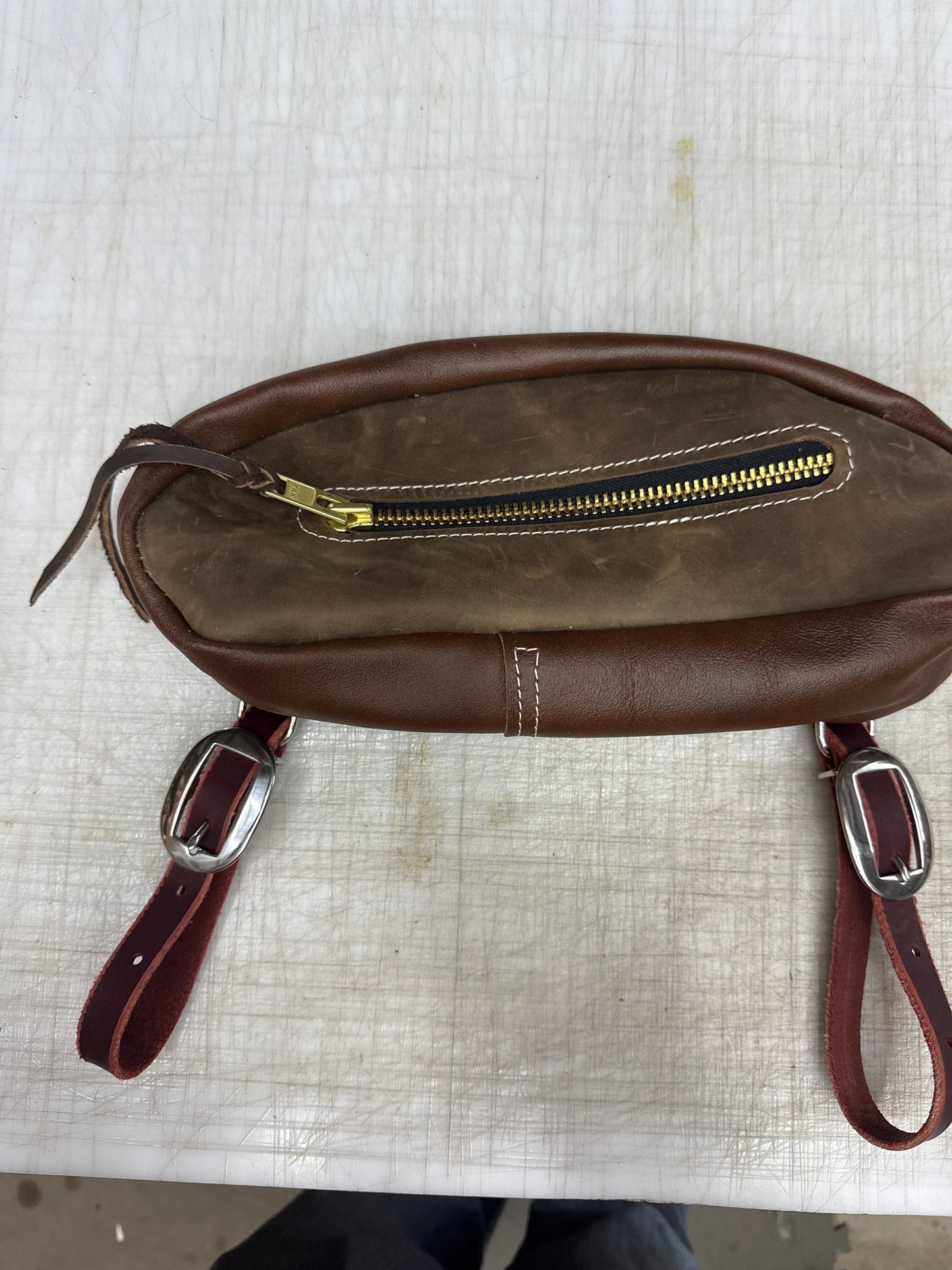 Small brown cantle bag