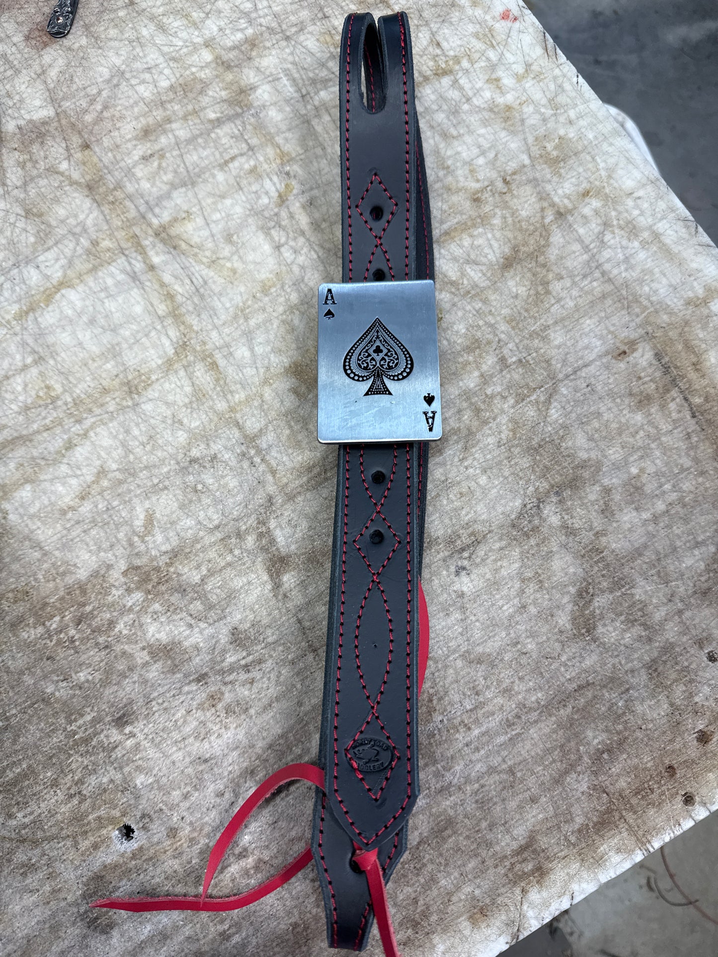 Black with red stitching