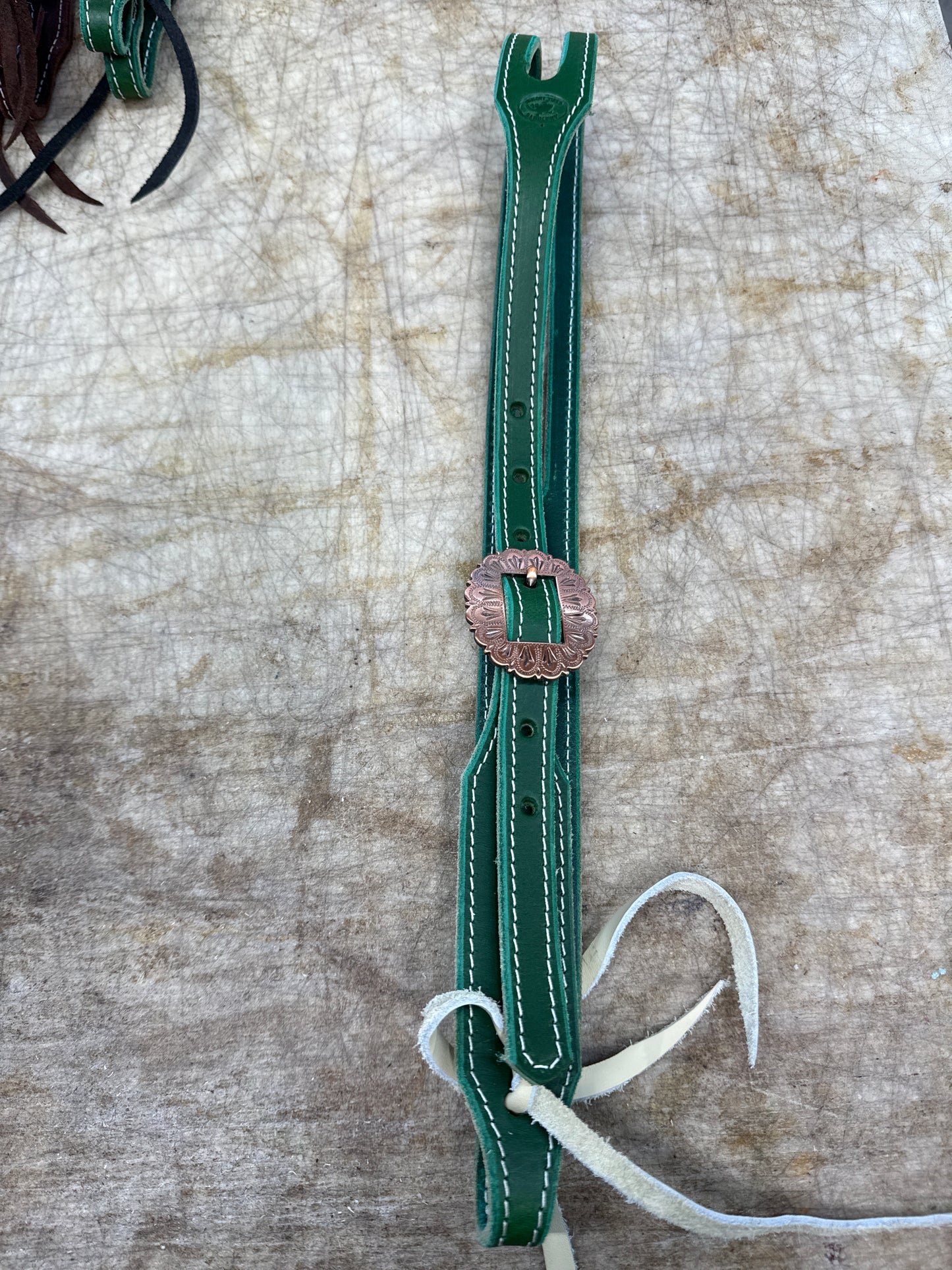 Copper buckle green headstall
