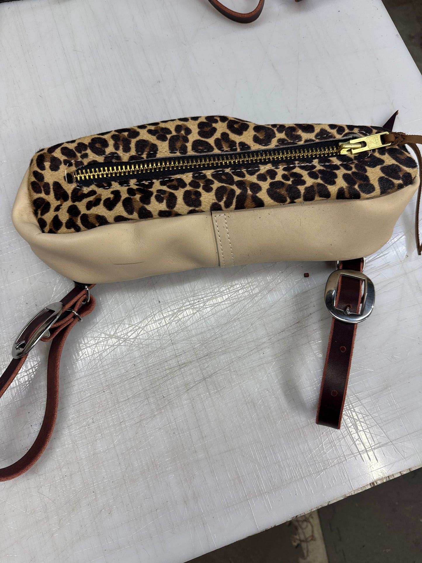 Small leopard cantle bag
