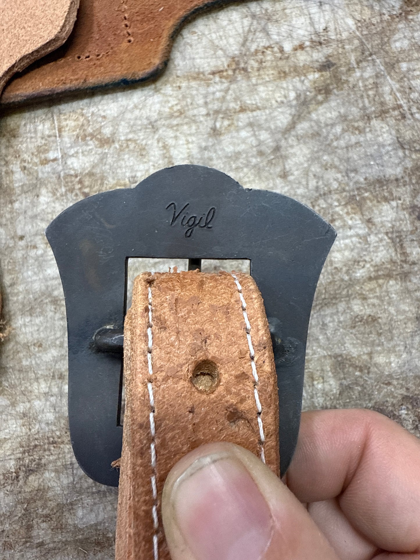 Vigil buckle with Horny Toad Headstall