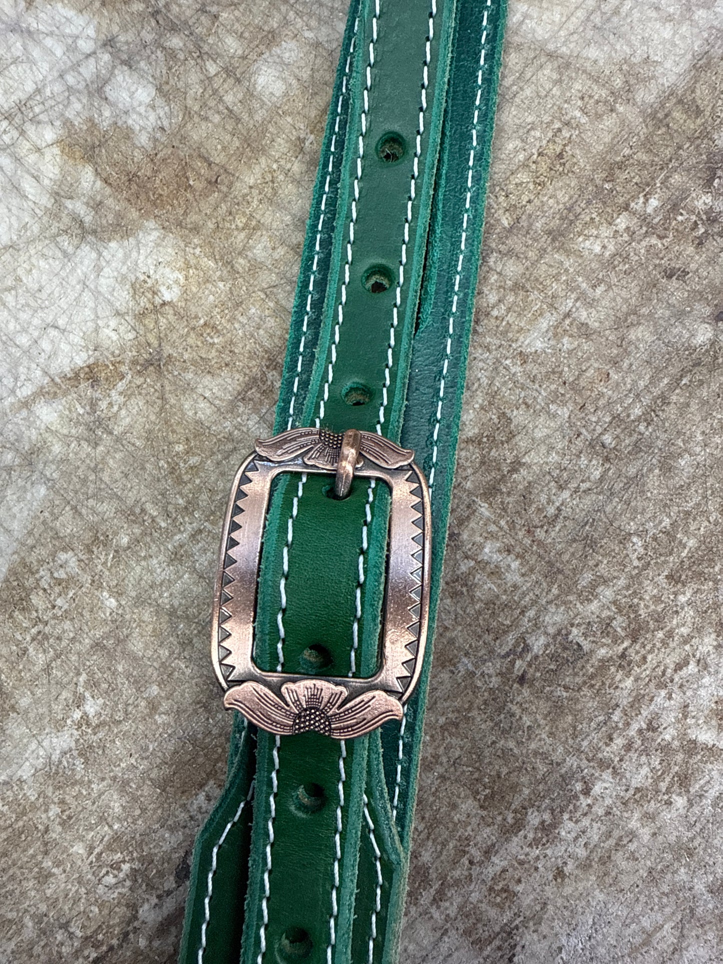 Green copper horse shoe brand buckle