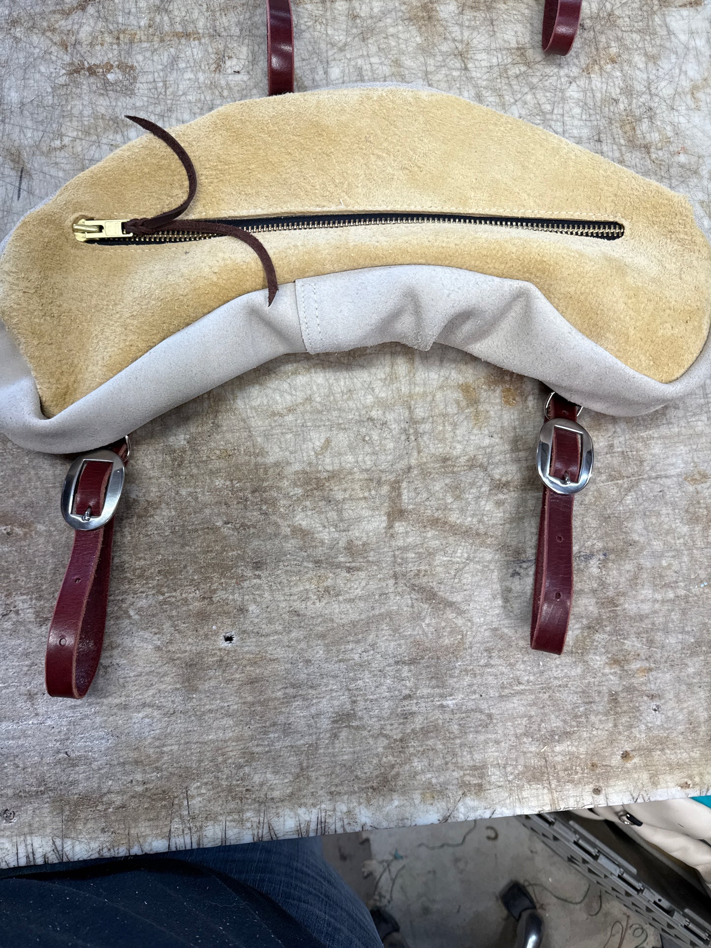Large boar hide cantle bag
