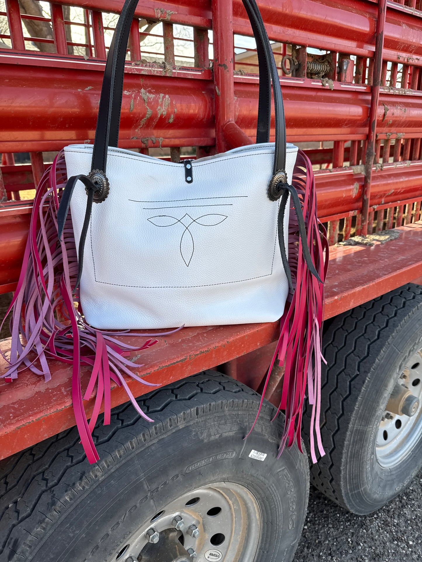 White and pink Tote
