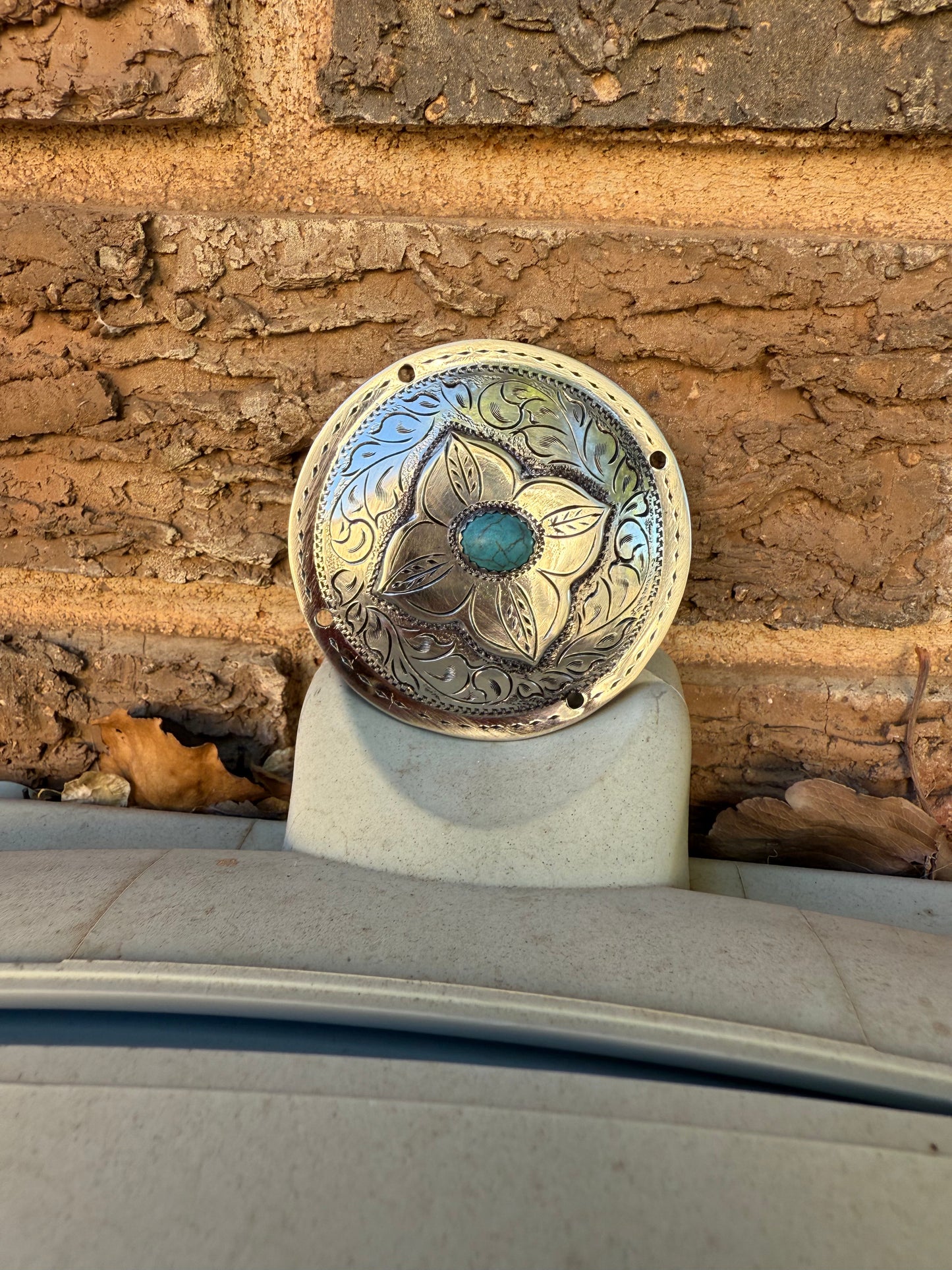 Flower Cantle Concho with Turquoise stone