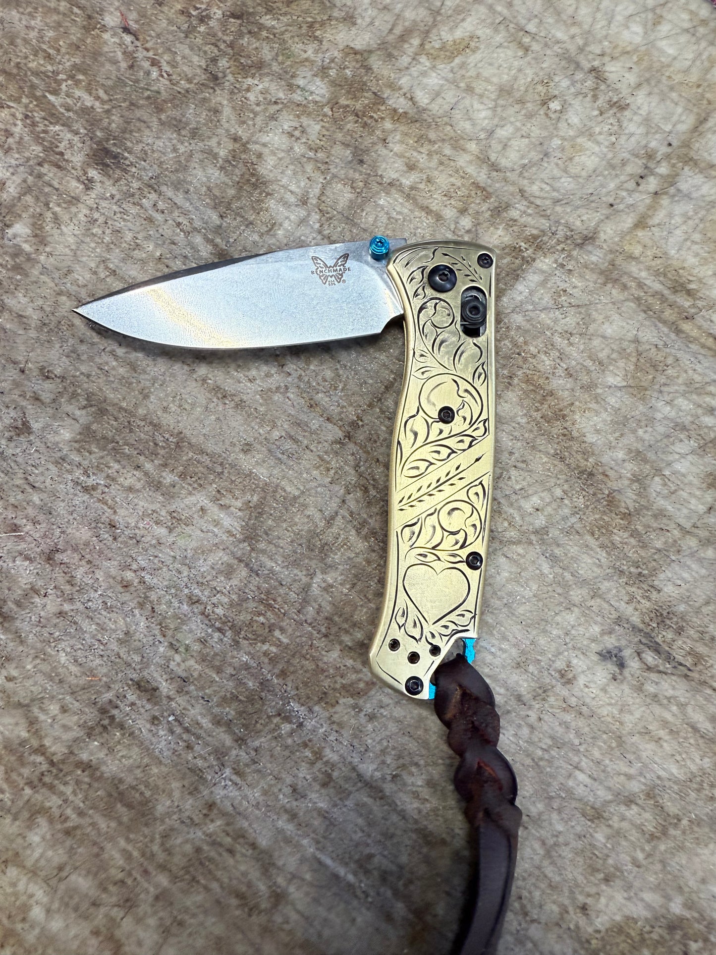 Engraved bench made knife