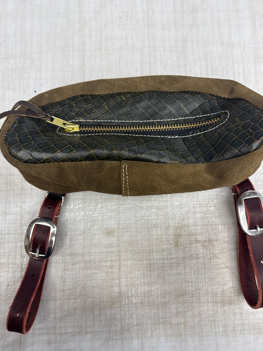 Green and brown croc small cantle bag