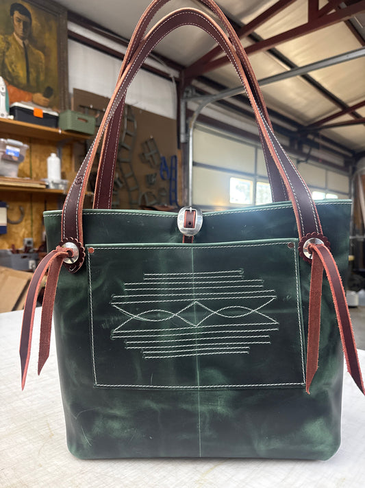 Green pull up tote