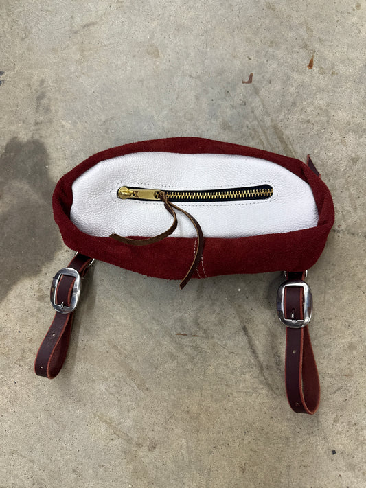 Small white and red cantle bag