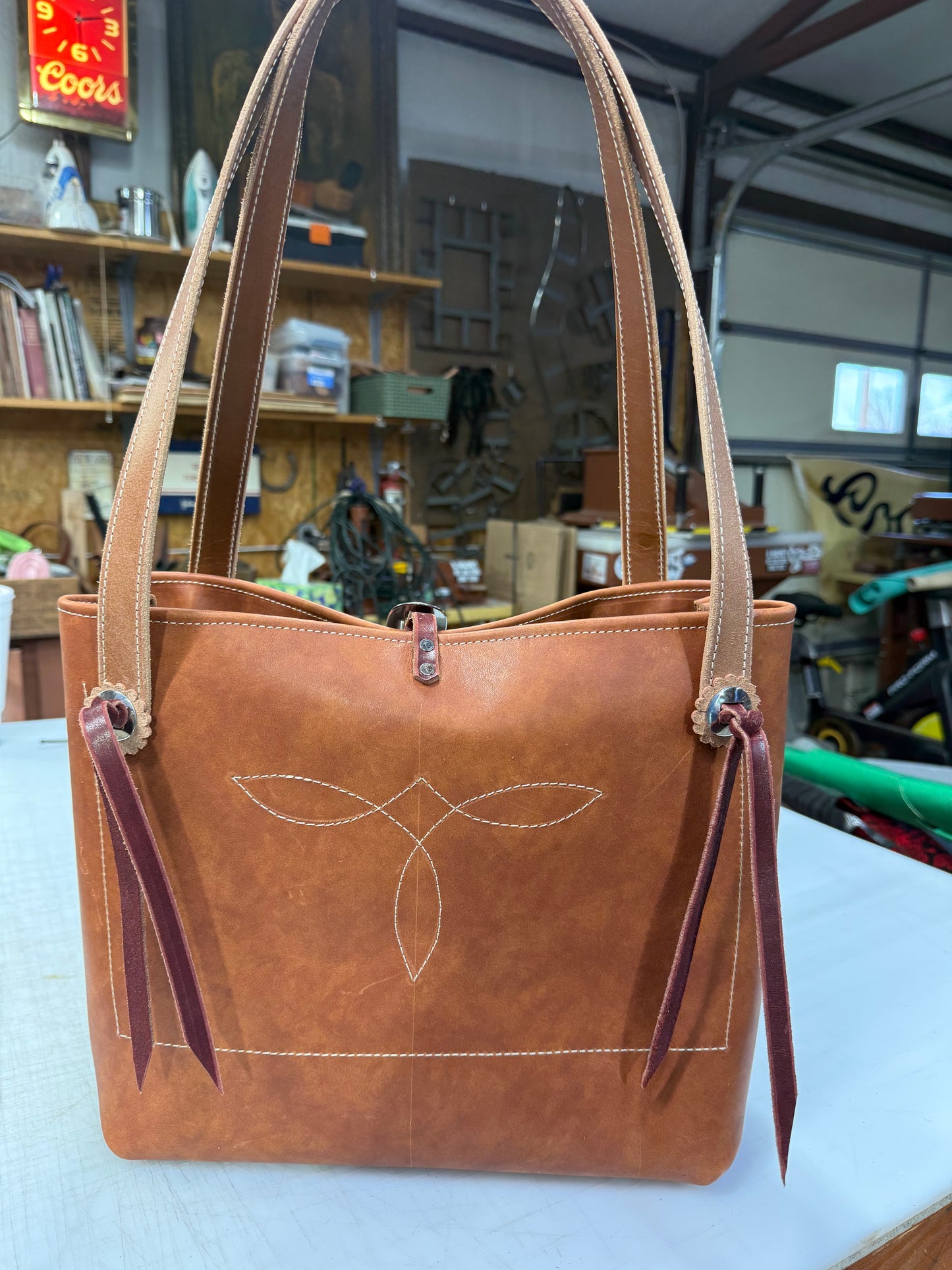 Brown tote bag