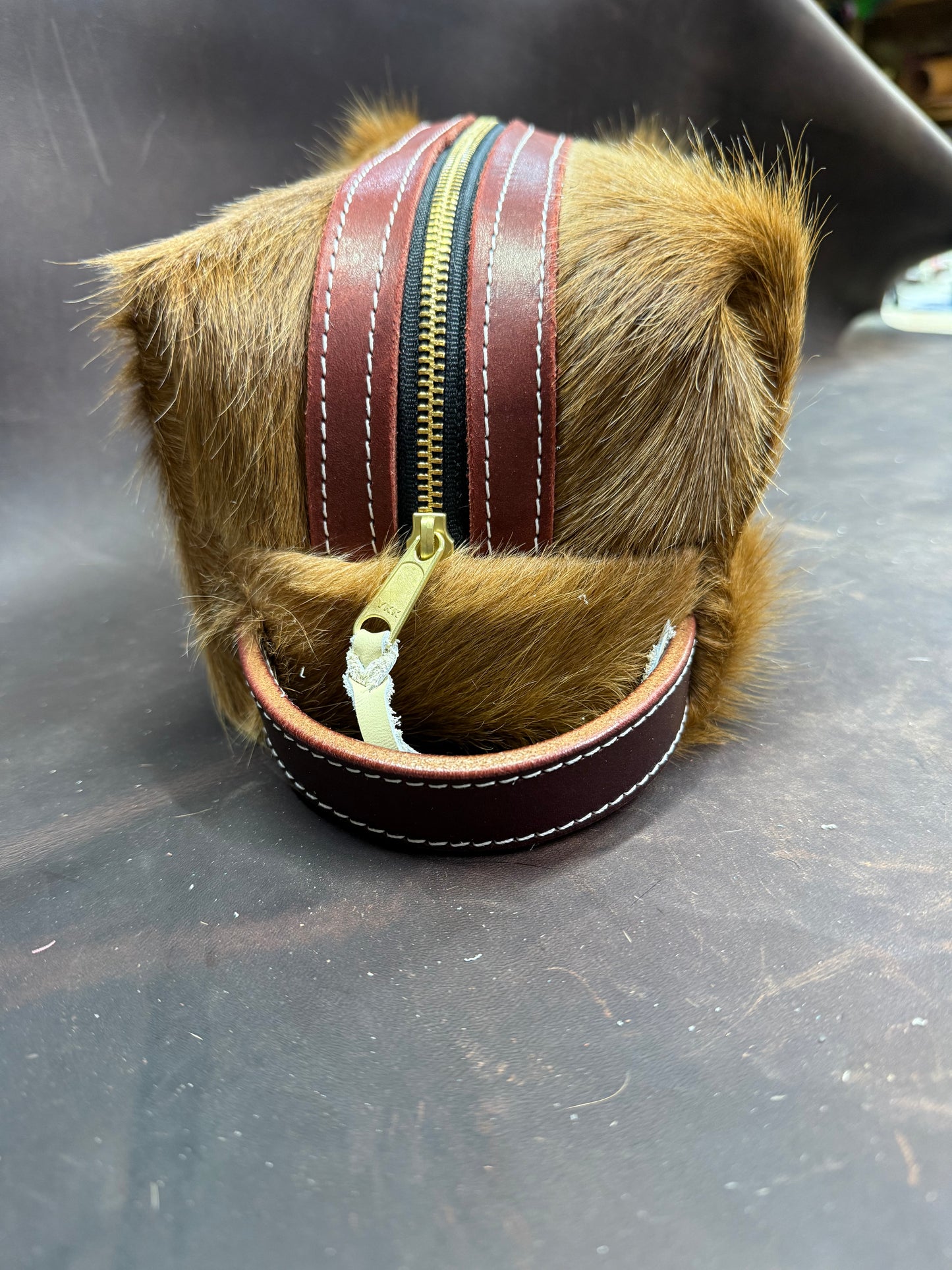 Brown hair on bag