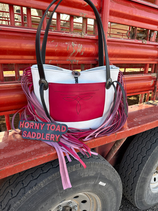 White and pink Tote
