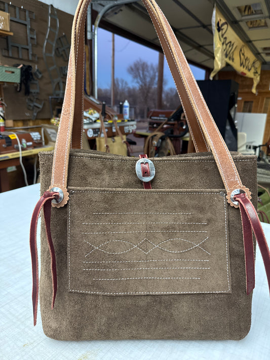 Brown ruff out tote