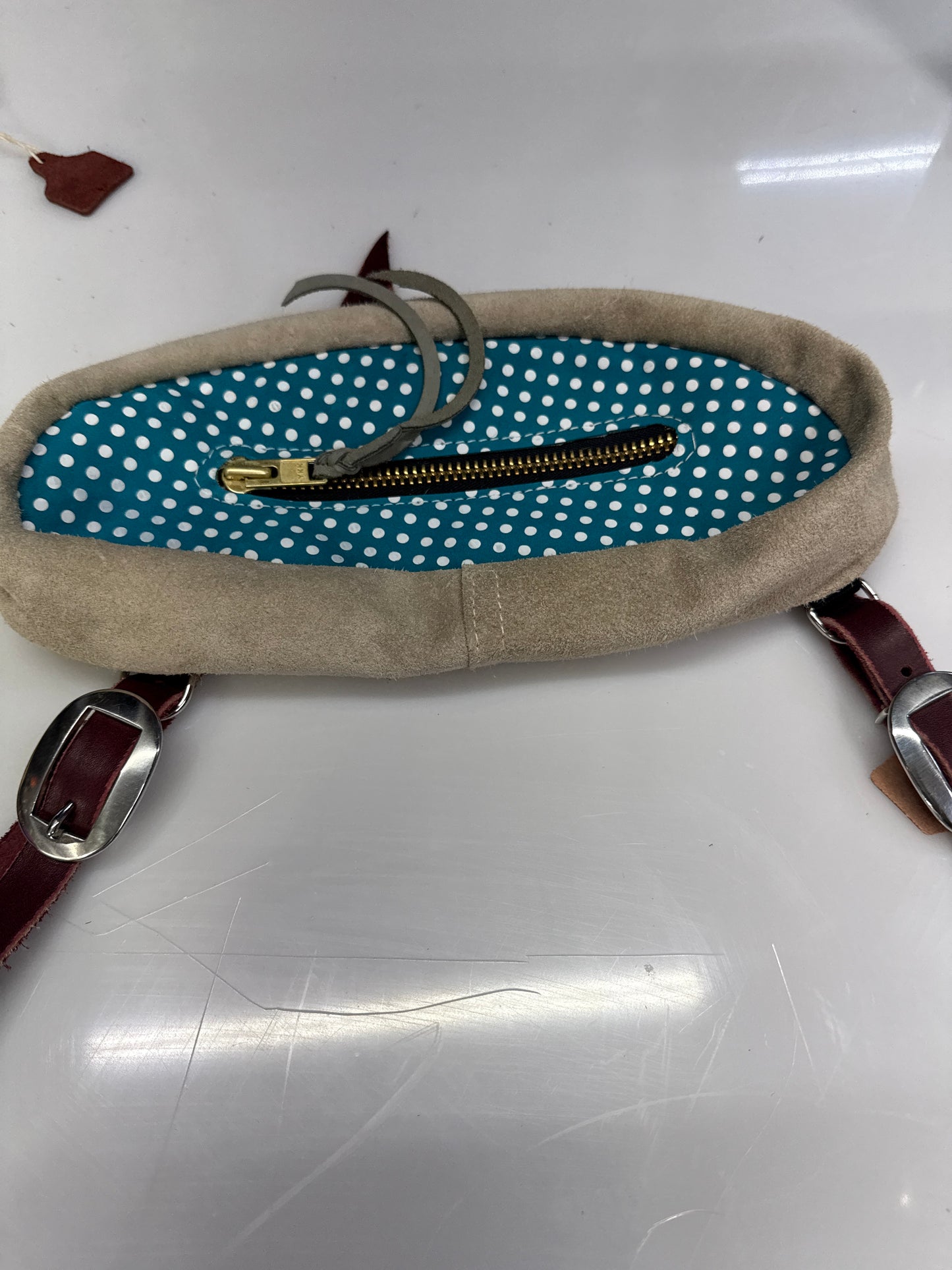 Blue and white pota dot