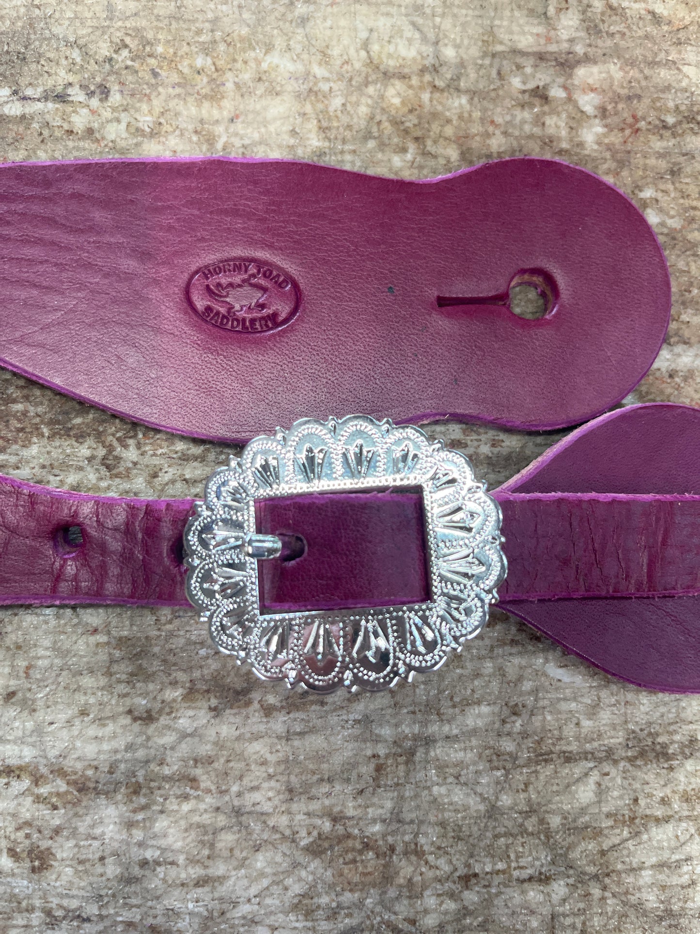 Burgundy spur straps