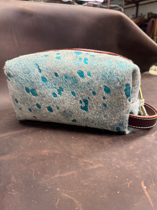 Blue acid wash hair on bag