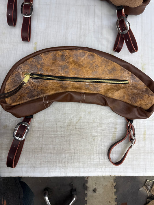 Distressed large cantle bag
