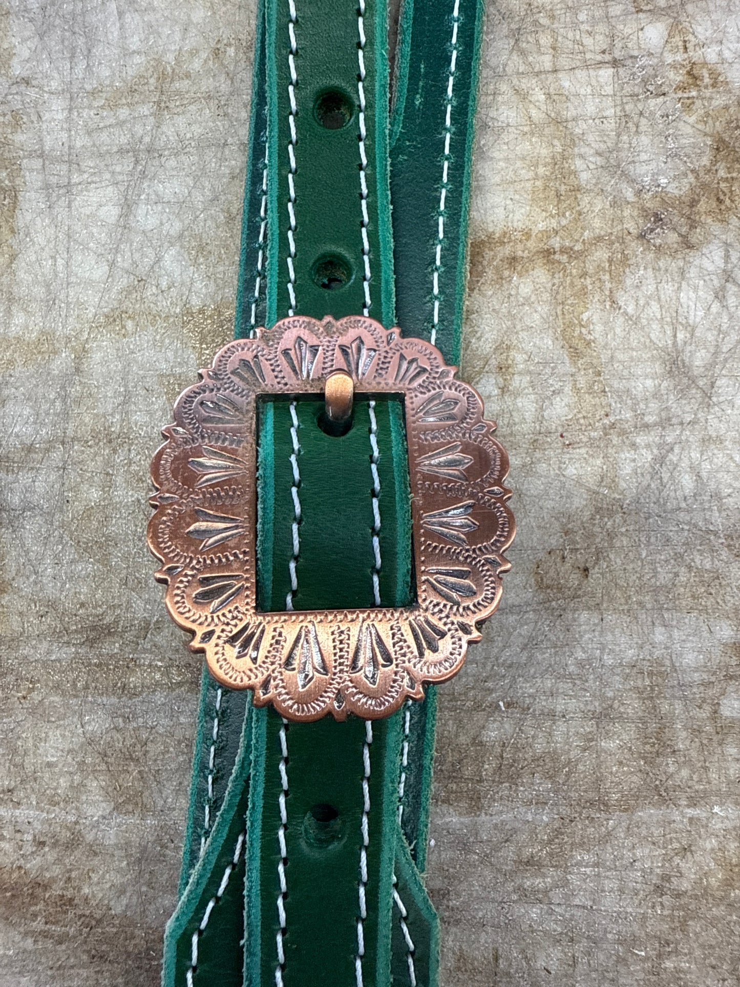 Copper buckle green headstall