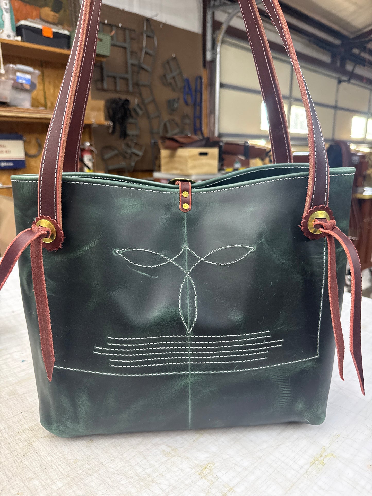 Dark Green Pull up tote
