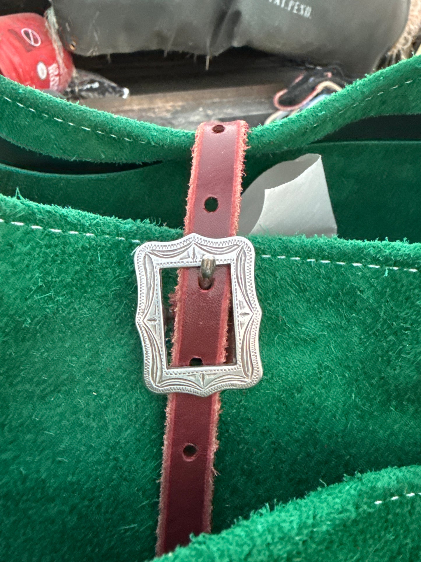 Emerald green ruff out tote