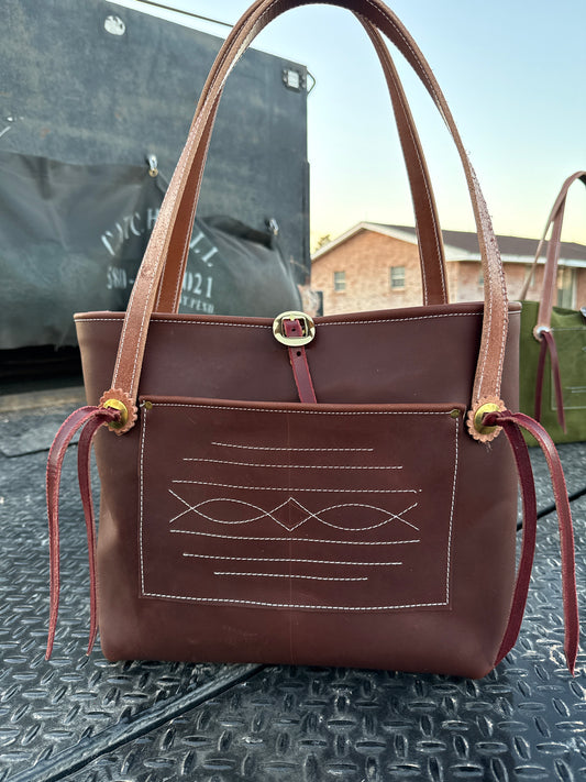 Brown tote bag