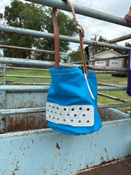 Blue feed bag