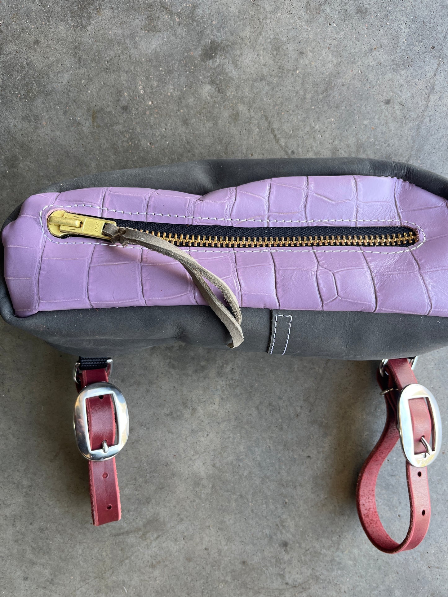 Small purple croc bag