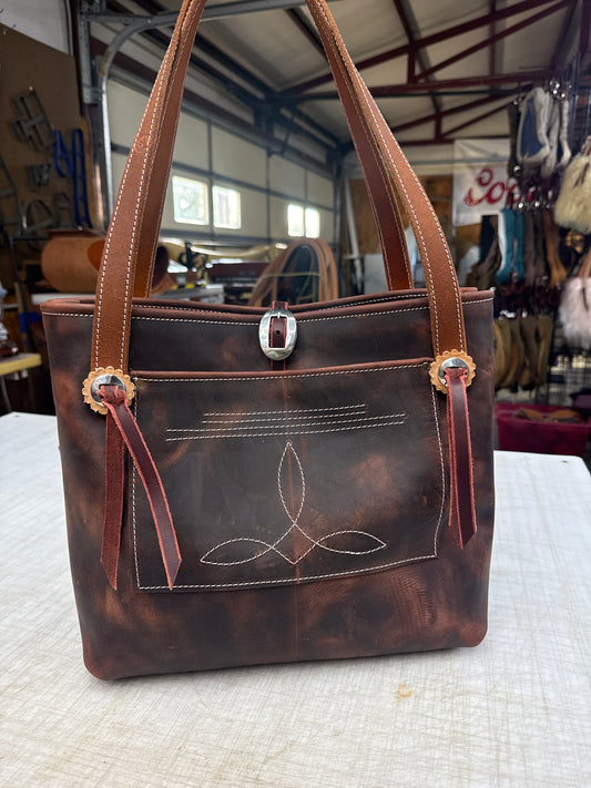Brown pull up tote