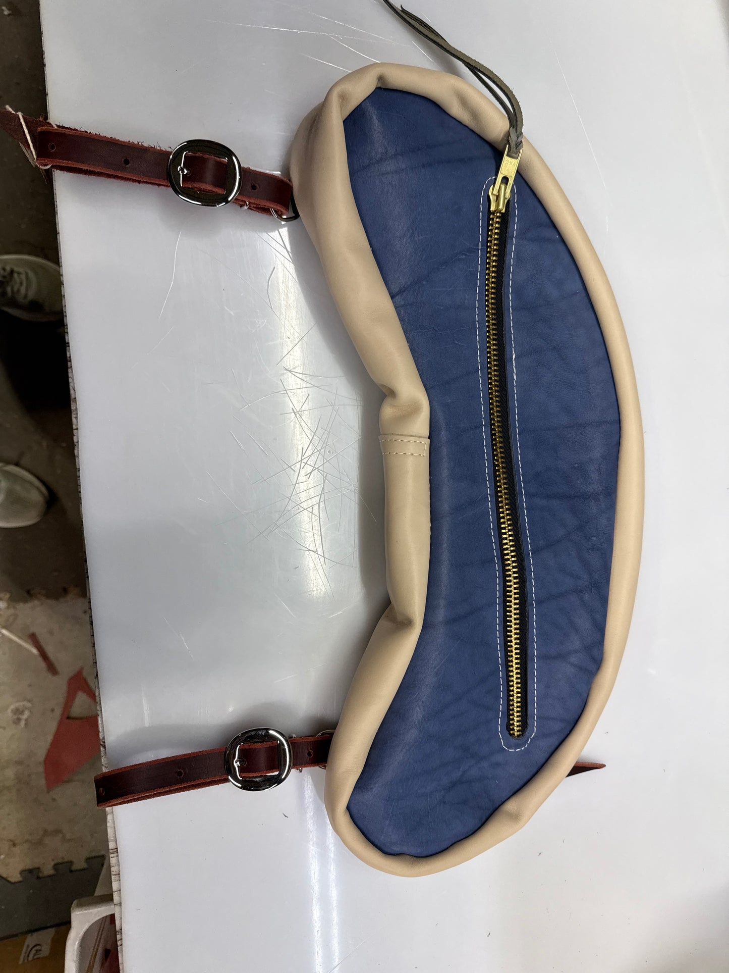 Large blue cantle bag