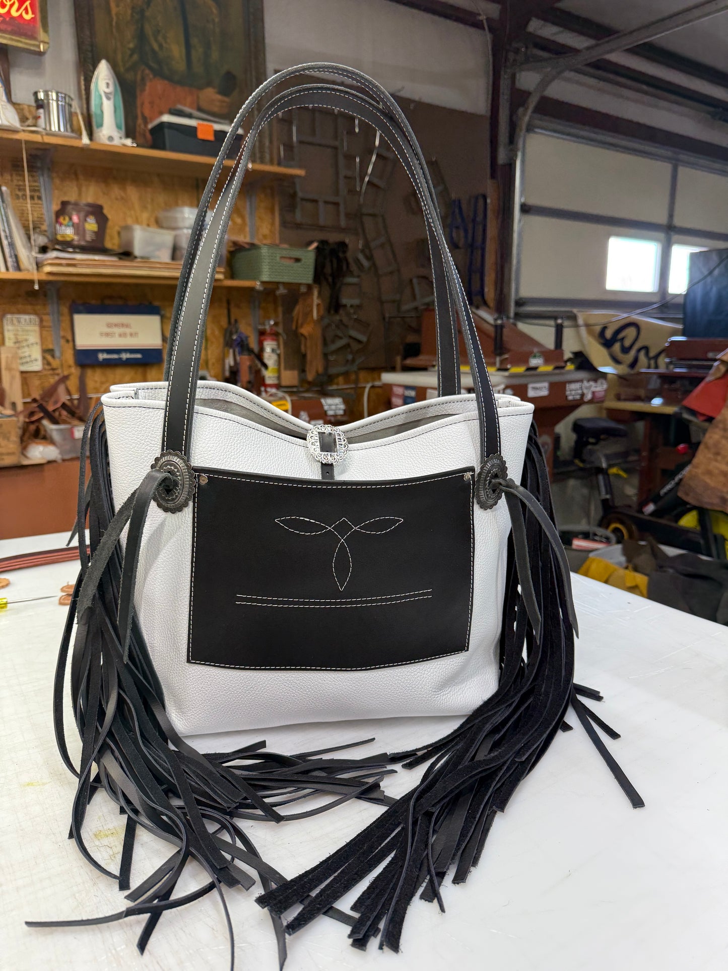 White and Black Tote