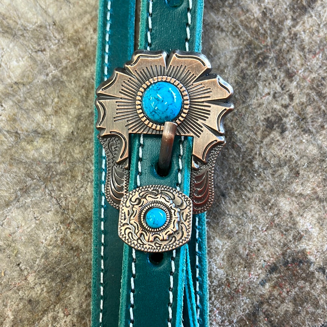 Green Headstall with Faux Turquoise