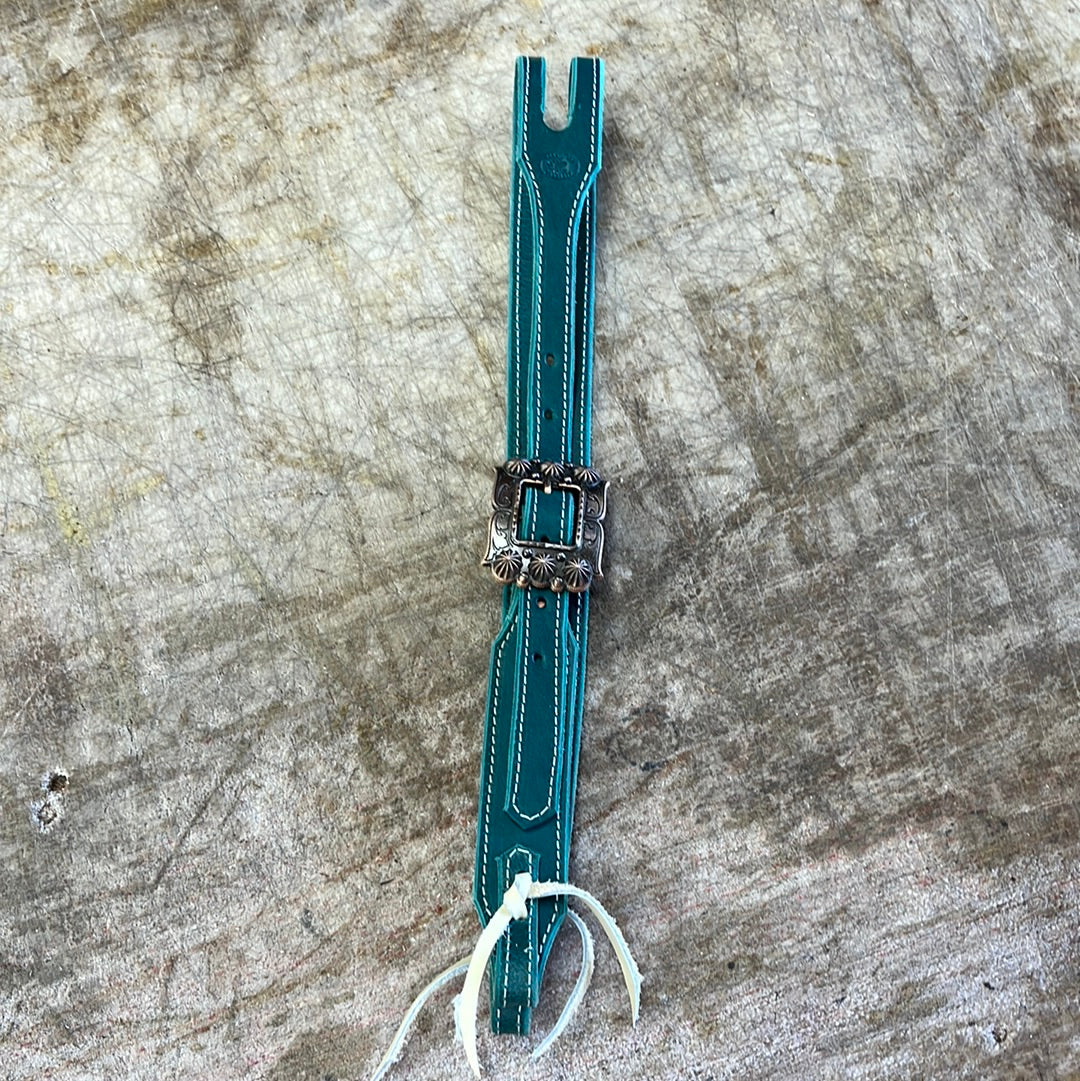 Green headstall with Horseshoe brand buckle