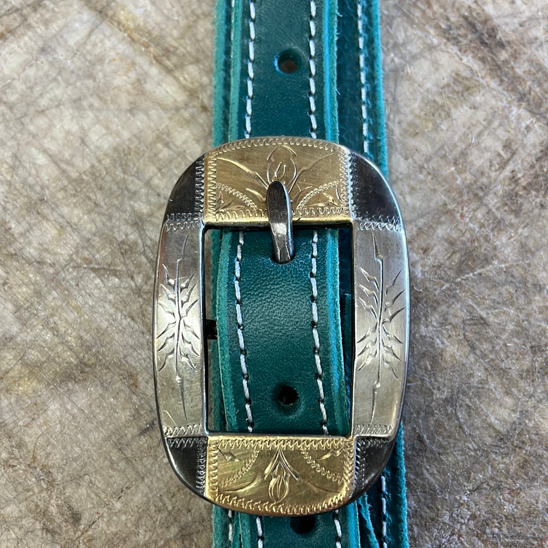 Green headstall with Cutrell buckle