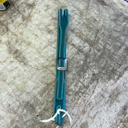 Green headstall with T. Jones buckle