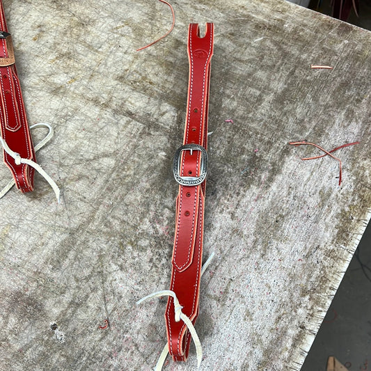 Red headstall with Horseshoe brand buckle